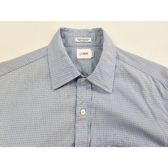 J. Crew Size Small 14.5-15 Mens Blue Orange White Check Long Sleeve Cotton Shirt - Picture 9 of 9